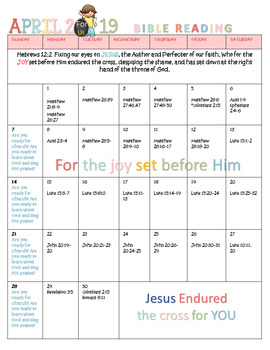 Preview of April 2019 Bible Reading Calendar