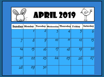 Preview of April 2019 Calendar