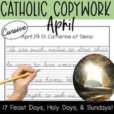 April 2024 CURSIVE Catholic Copywork: Divine Mercy Sunday,