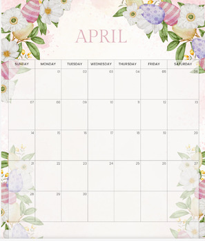 April 2024 Calendar Easter theme by Early Childhood Lesson Plans