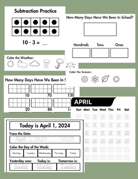 Preview of April 2024 Daily Student Calendar Notebook