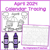 April 2024 Monthly Tracing and Coloring Calendar