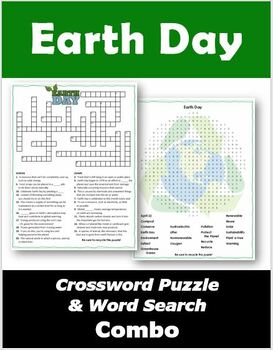 Preview of April 22 Earth Day Crossword Puzzle & Word Search Combo
