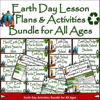 Preview of April 22nd Earth Day:A Bundle for All Ages–Bingo,Reading,Coloring,Puzzles,Pledge