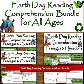 Preview of April 22nd Earth Day Reading Comprehension Bundle: Educate Across Grade Levels