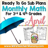 April 3rd & 4th Grade Math Sub Plans with Easter & Earth D