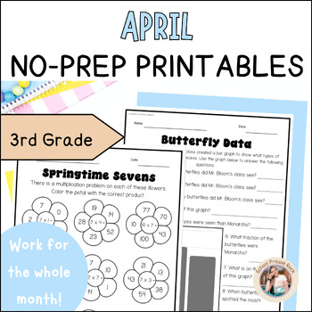 Preview of April 3rd Grade No-Prep Printables | Earth Day/Spring Themed Worksheets