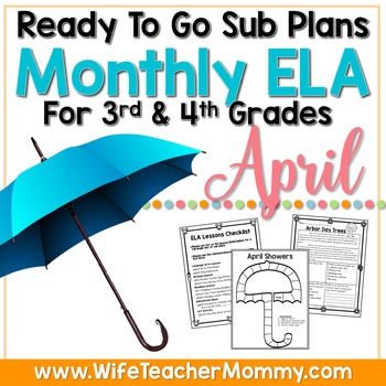 Preview of April 3rd and 4th Grades ELA Sub Plans with Easter & Earth Day Activities