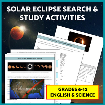 Preview of April 8 2024 Total Solar Eclipse Fun Activities Middle and High School