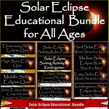 Preview of April 8th, 2024 Solar Eclipse Educational Bundle:Lessons,Activities for All Ages