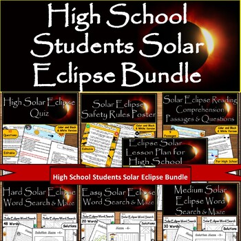 Preview of April 8th, 2024 Solar Eclipse High School Bundle:Puzzle,Quiz,Reading,Lesson plan
