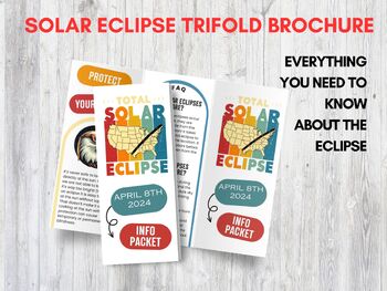 Preview of April 8th Total Solar Eclipse Brochure, Educational Info Packet