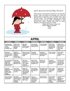 Preview of April Activities for Families