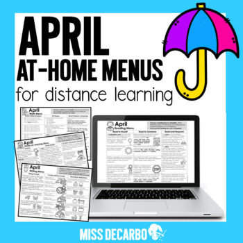 Preview of April At Home Learning Menus for Distance Learning Digital
