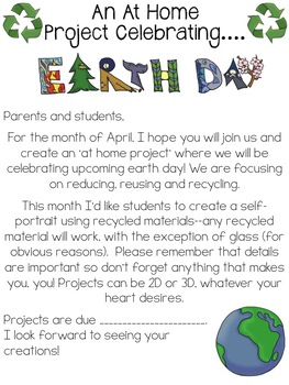 Preview of April 'At Home Project'- Earth Day Self Portrait