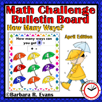 Preview of April BULLETIN BOARD MATH CHALLENGE Computation Critical Thinking Math Center