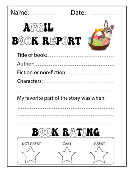Preview of April Book Report Holiday Spring - Easter