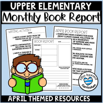 Preview of Earth Day Book Report April Activities 5th Grade