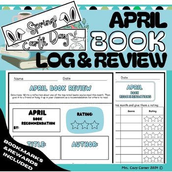 Preview of April Book Review Kit! | Log, Reflection, Bookmarks, and Reading Rewards