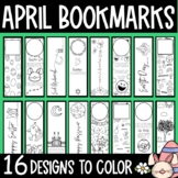 Printable bookmarks to color- April bookmarks 16 designs to color