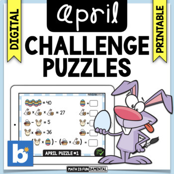 Preview of April Brain Teaser Challenge Puzzles | Boom Cards | Digital & Print