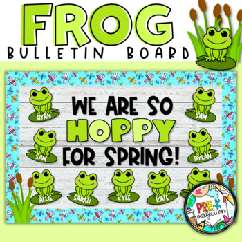 Preview of April Bulletin Board | We are so HOPPY for Spring! | Frog Bulletin Board