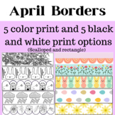 April Bulletin and Whiteboard Borders- Color and Black and
