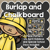 April Calendar: Burlap and Chalkboard