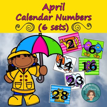 Preview of April Calendar Numbers (6 sets) 1-31