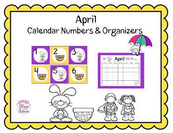 Preview of April Calendar Numbers & Organizers