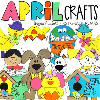 Preview of April Chick, Bunny Rabbit, Duckling, Birdhouse, Recycling Earth Day Craft Bundle