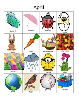 Preview of April Clip Art and Word Chart