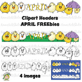 April Clipart FREEbie Headers (Karen's Kids Clipart)