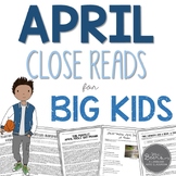 April Close Reading Passages with Comprehension Questions