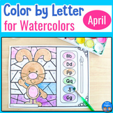 April Color by Letter and Initial Sound for Watercolor Painting