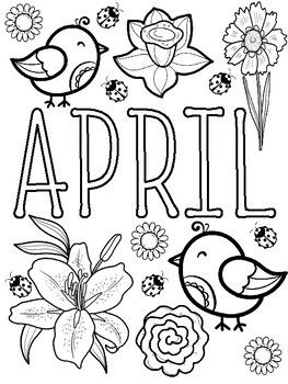 April Coloring Page Freebie by That Teacher Abroad | TPT