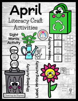 Preview of April Craft Literacy Activity - Spring - Earth Day - Recycling - Flower - Garden