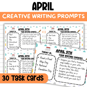 Preview of April Spring Creative Writing Daily Journal Prompts in 3rd 4th 5th 6th Grade