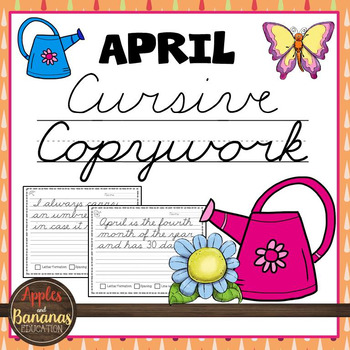 Preview of April Cursive Copywork Handwriting Practice