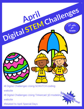 Preview of April DIGITAL STEM challenge|coding|Easter|April Showers