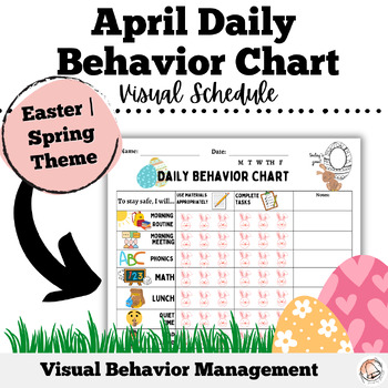 Preview of April Daily Behavior Chart | Editable Class schedule |Visual Behavior Management