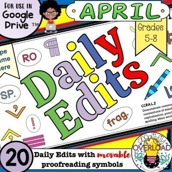 Preview of April Daily Edits: 20 Google Slides Proofreading Paragraphs for older kids