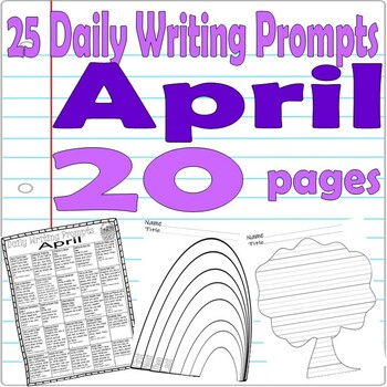 Preview of April Daily Journal Writing Prompts shaped pages Spring MONTH worksheets