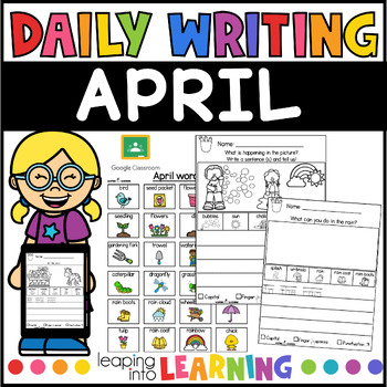 Preview of April Daily Writing Prompts for Kindergarten | Spring Journal Prompts