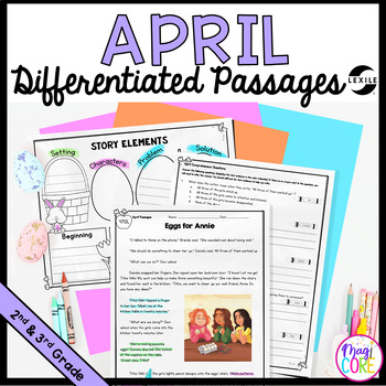 Preview of April Differentiated Reading Comprehension Lexile Passages - 2nd & 3rd Grade