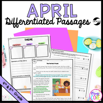 Preview of April Differentiated Reading Comprehension Passages Lexile - 4th & 5th Grade