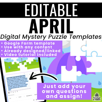 Preview of April Digital Mystery Puzzle Templates | EDITABLE