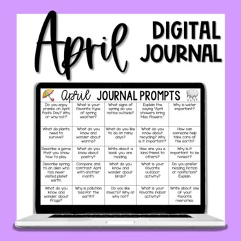 Preview of April Digital Writing Journal - 25 Writing Prompts