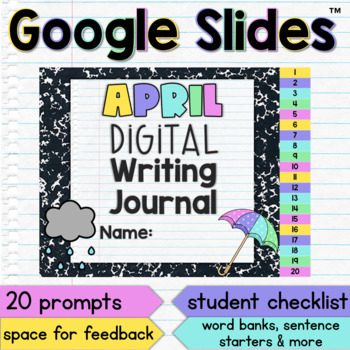 Preview of April Digital Writing Journal Prompts for Google Slides