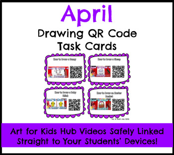 Preview of April Directed Drawing QR Code Cards